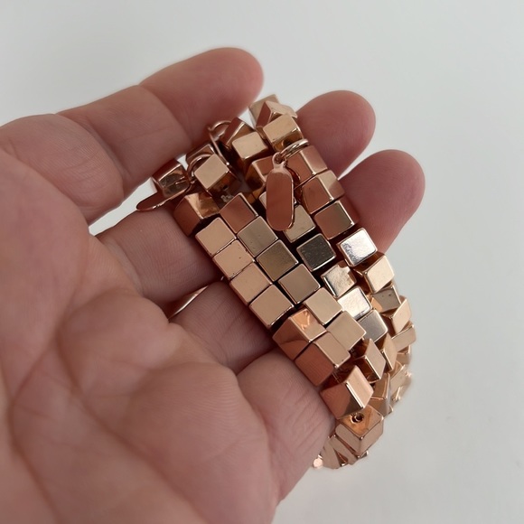 Lisa Freede ROSE GOLD stretchy cubic geometric bracelets (set of 4)…heavy metal! - Picture 3 of 6